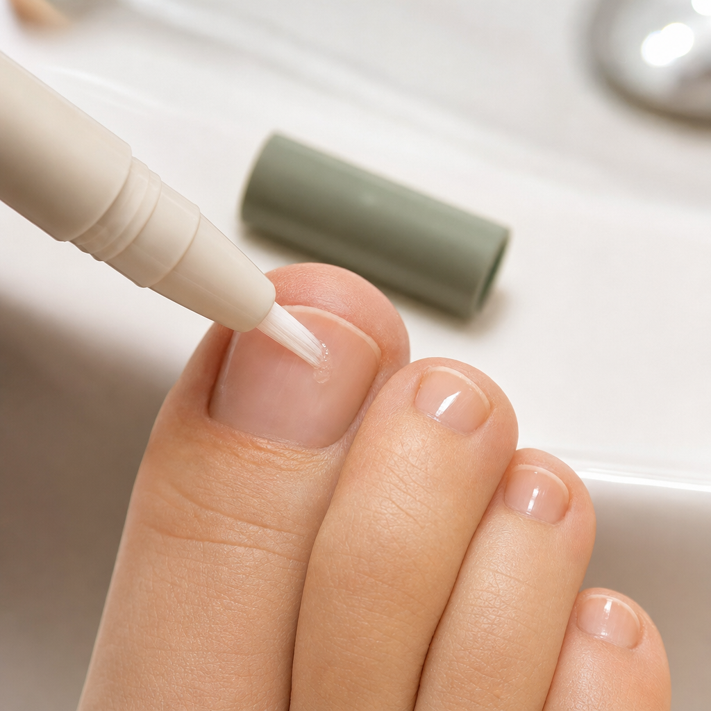 Applying the Fungora pen along the nail edge