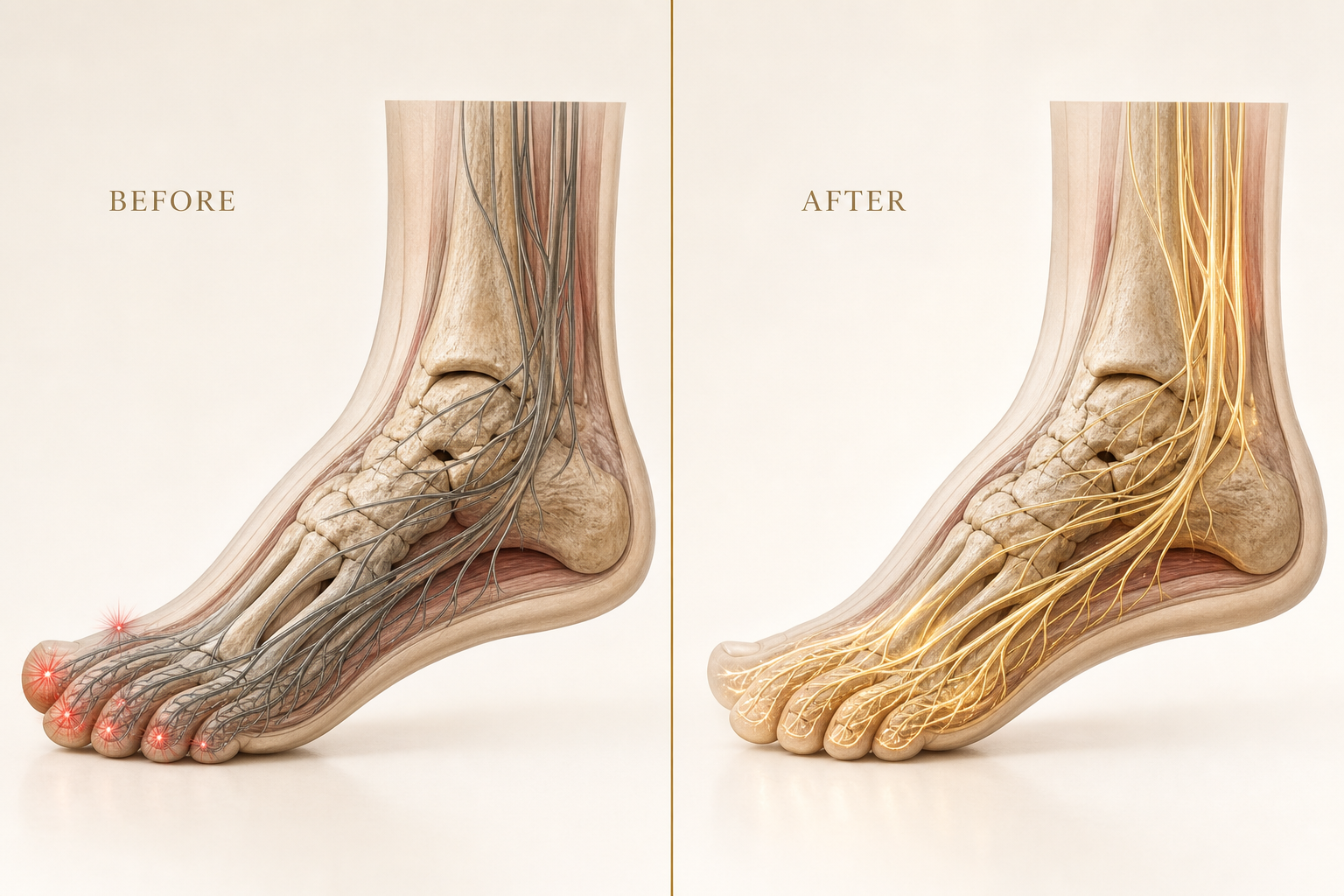 Nerve tissue before and after NeuroPulse